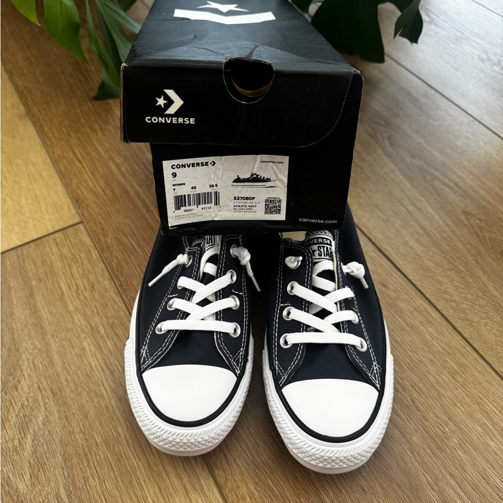 Converse Navy and White Canvas Shoes - Picture 2 of 6